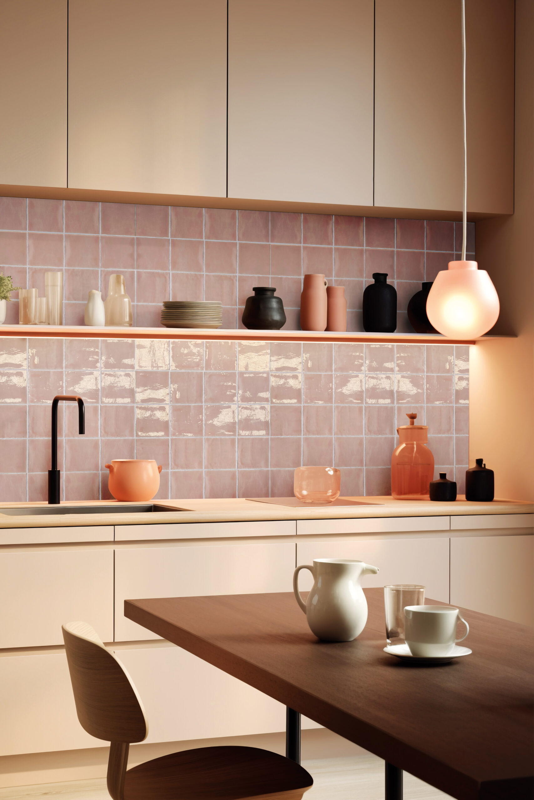 Badkamer met kleine wandtegels van Mindelo