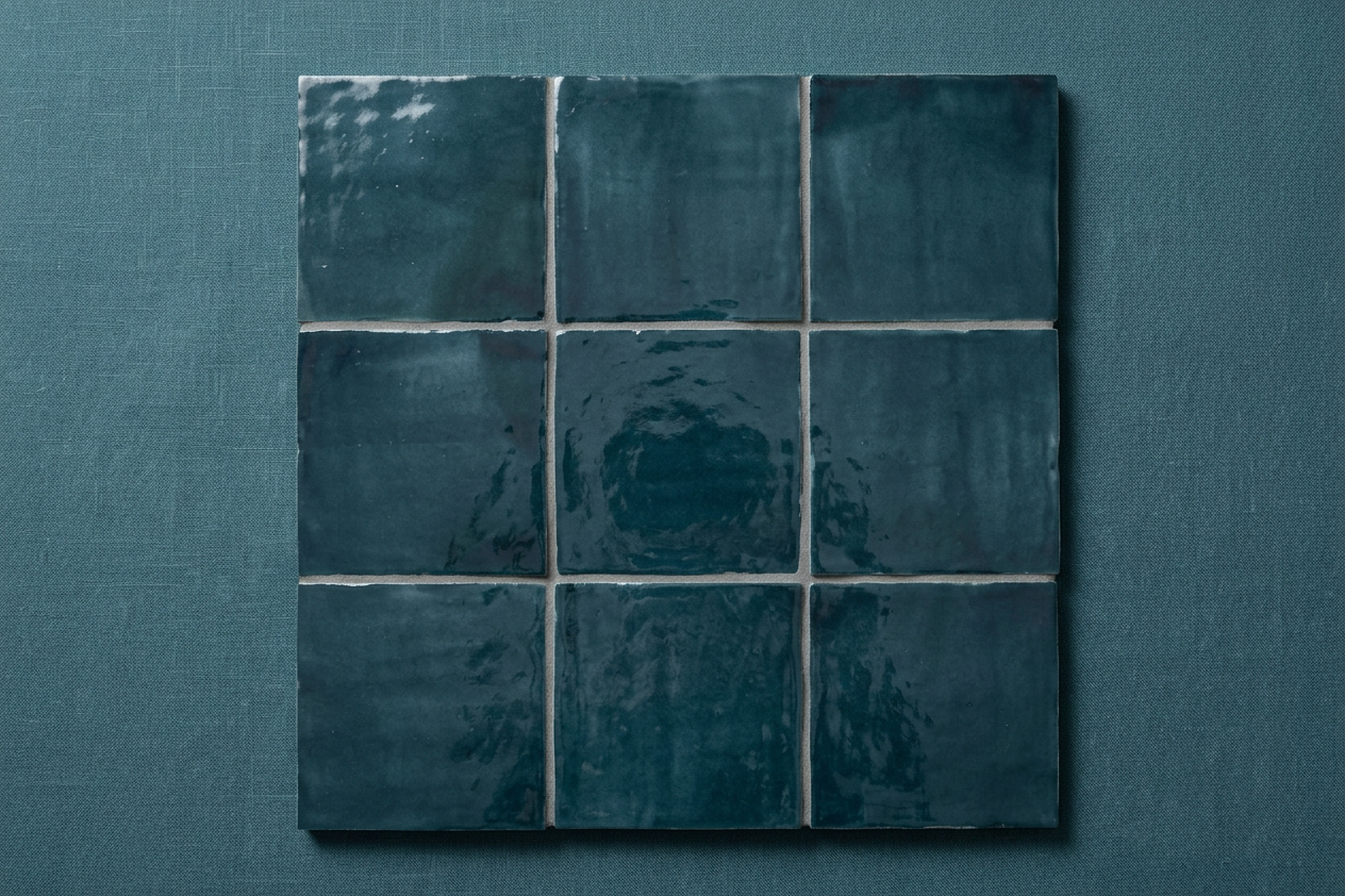 Mindelo Glans Petrol 13x13 cm – 3×3 Ton-sur-Ton Collectieshot