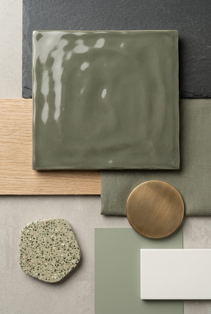 Mindelo Glans Legergroen 13x13 cm – Materiaalcompositie — Pinterest 2:3