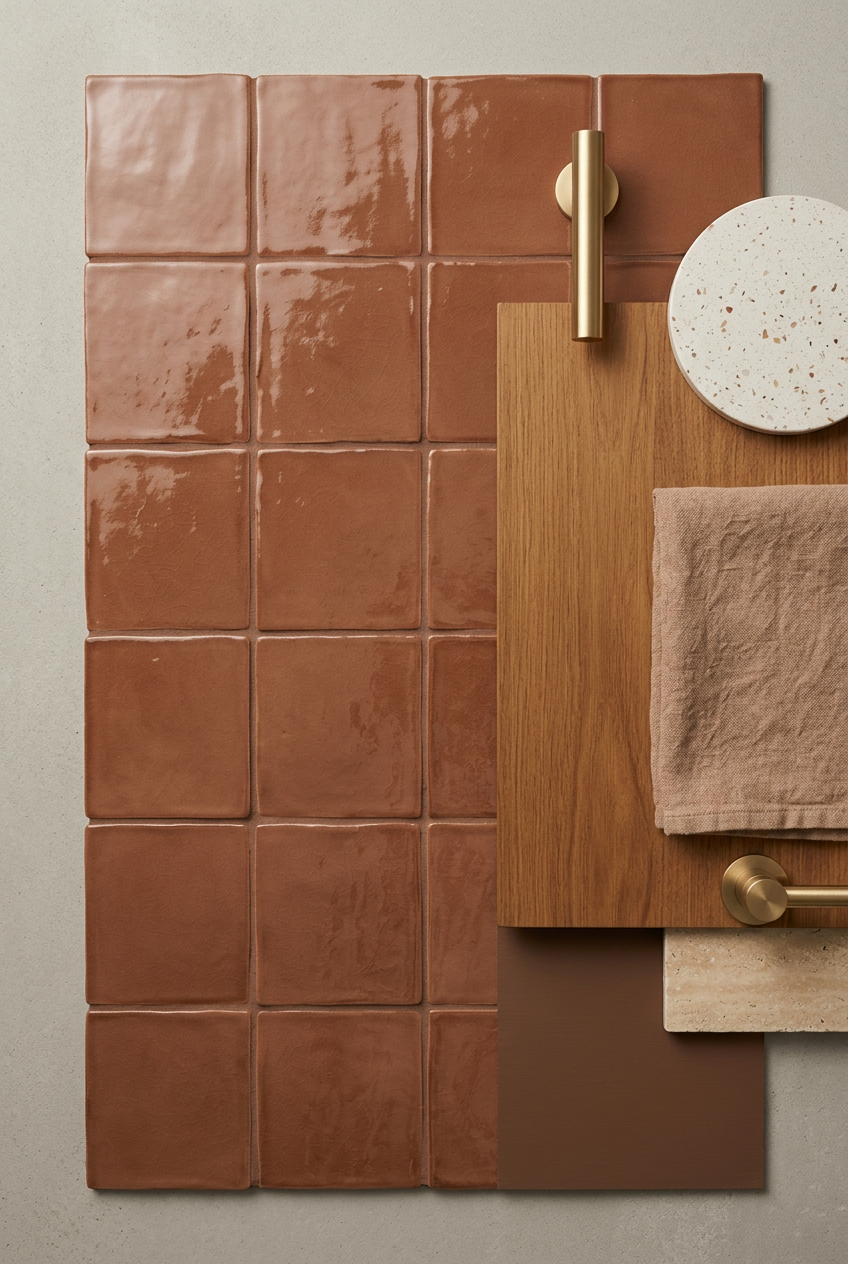 Mindelo Glans Mocha Mousse 10x10 cm – Materiaalcompositie — Pinterest 2:3